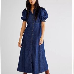 Free People Dresses | Free People Debbie Jean Denim Button Down Shirt Dress XL